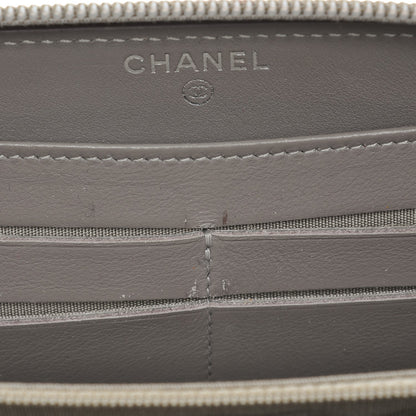 Chanel Caviar Large Timeless CC Gusset Zip Around Wallet Light Gray 9 of 14
