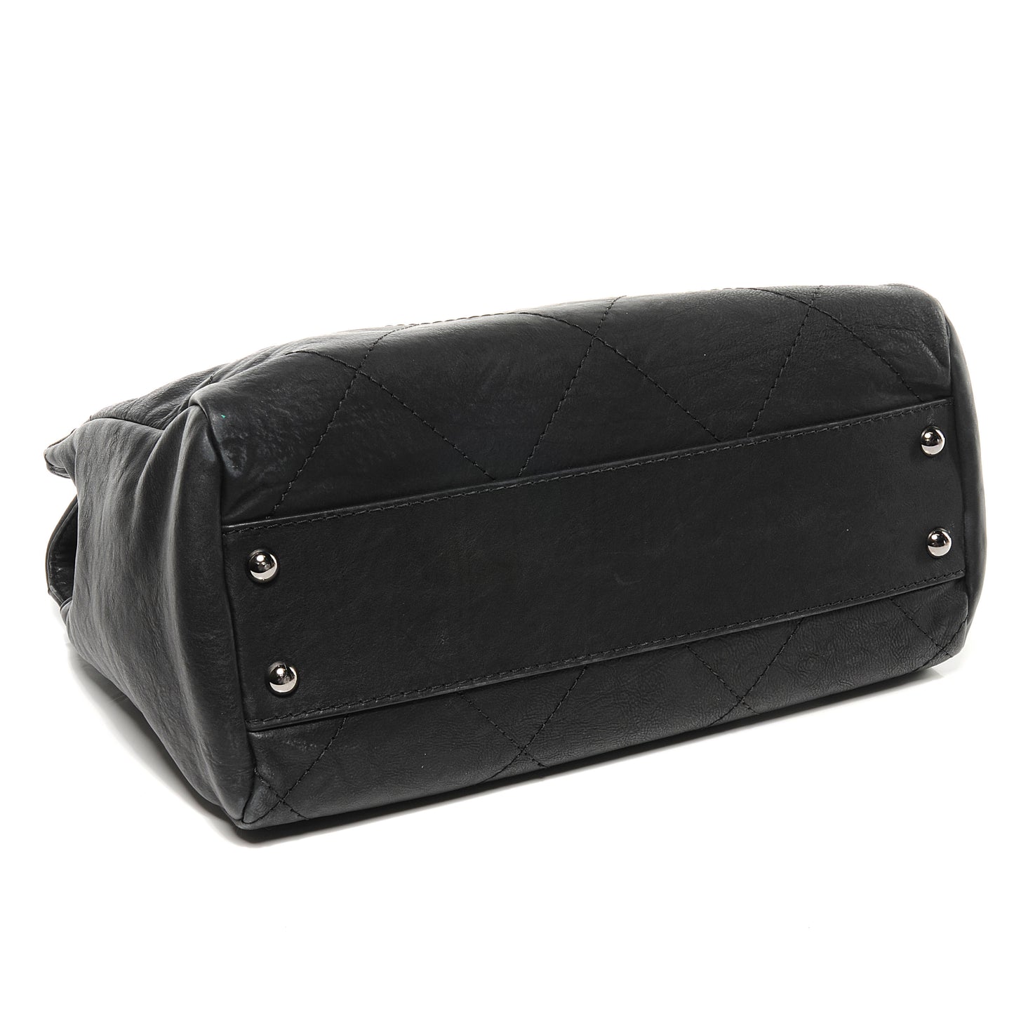 Washed Calfskin Large Hamptons Shopping Tote Black