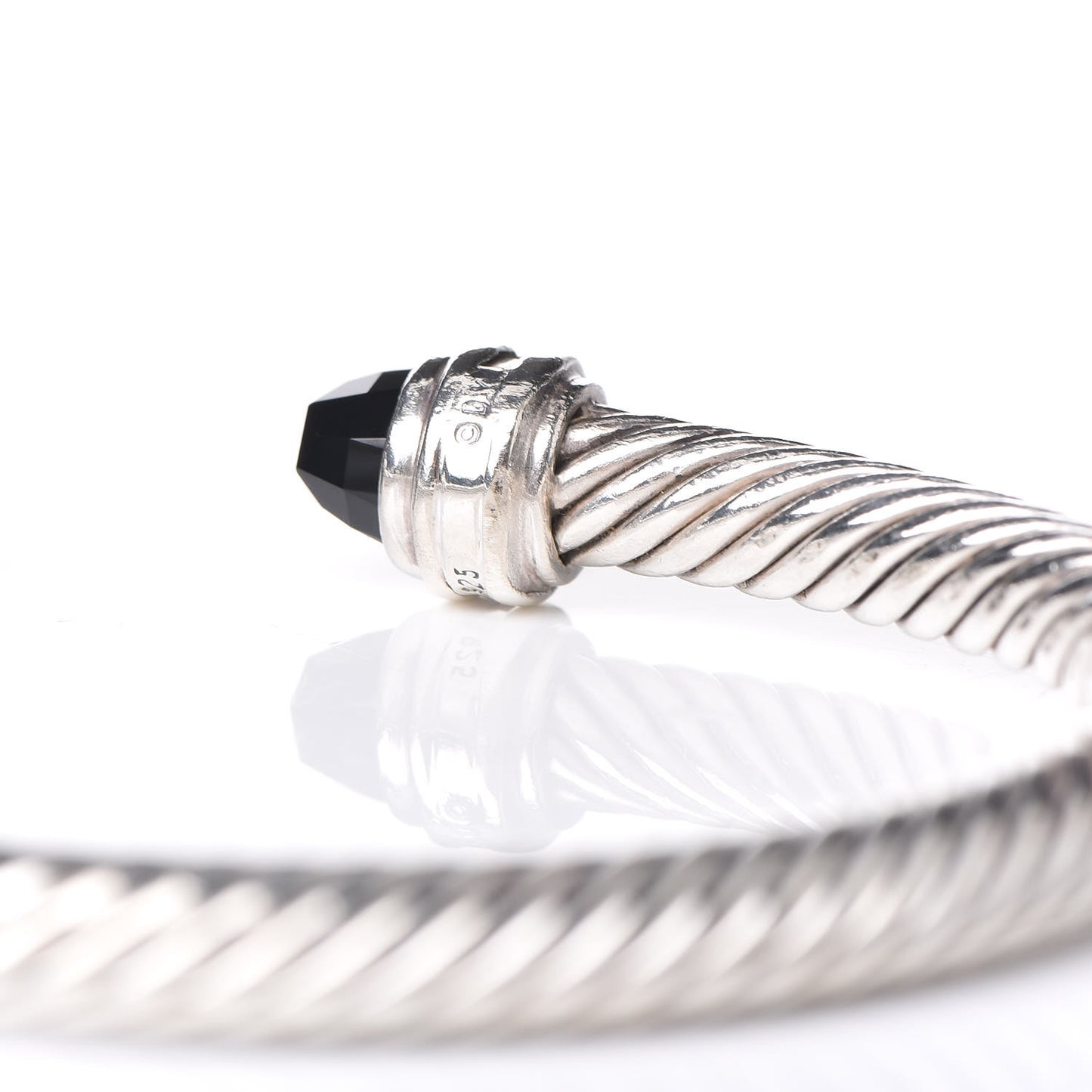 Sterling Silver Diamond Black Onyx 5mm Cable Classics Princess Bracelet