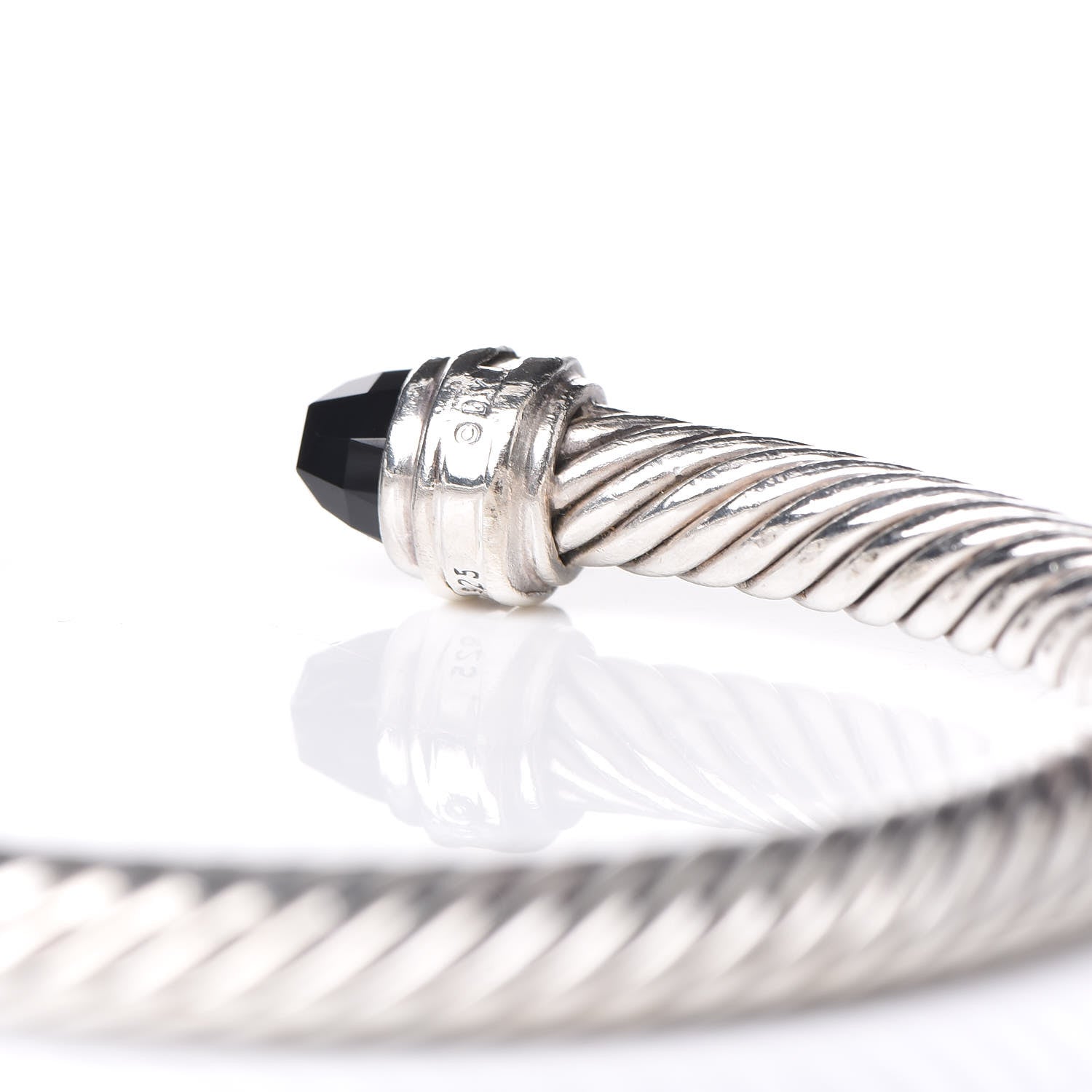 David Yurman Sterling Silver Diamond Black Onyx 5mm Cable Classics Princess Bracelet 5 of 5