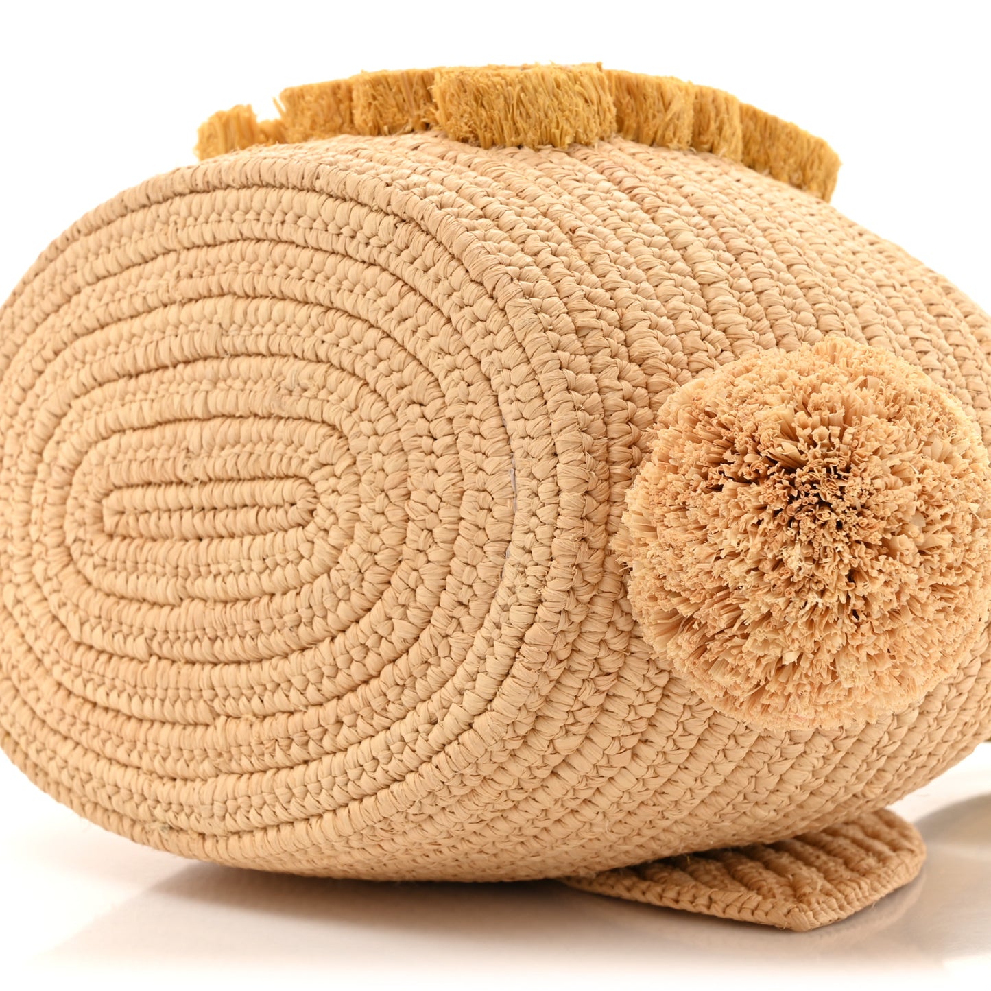 Raffia Calfskin Bunny Basket Bucket Bag Natural