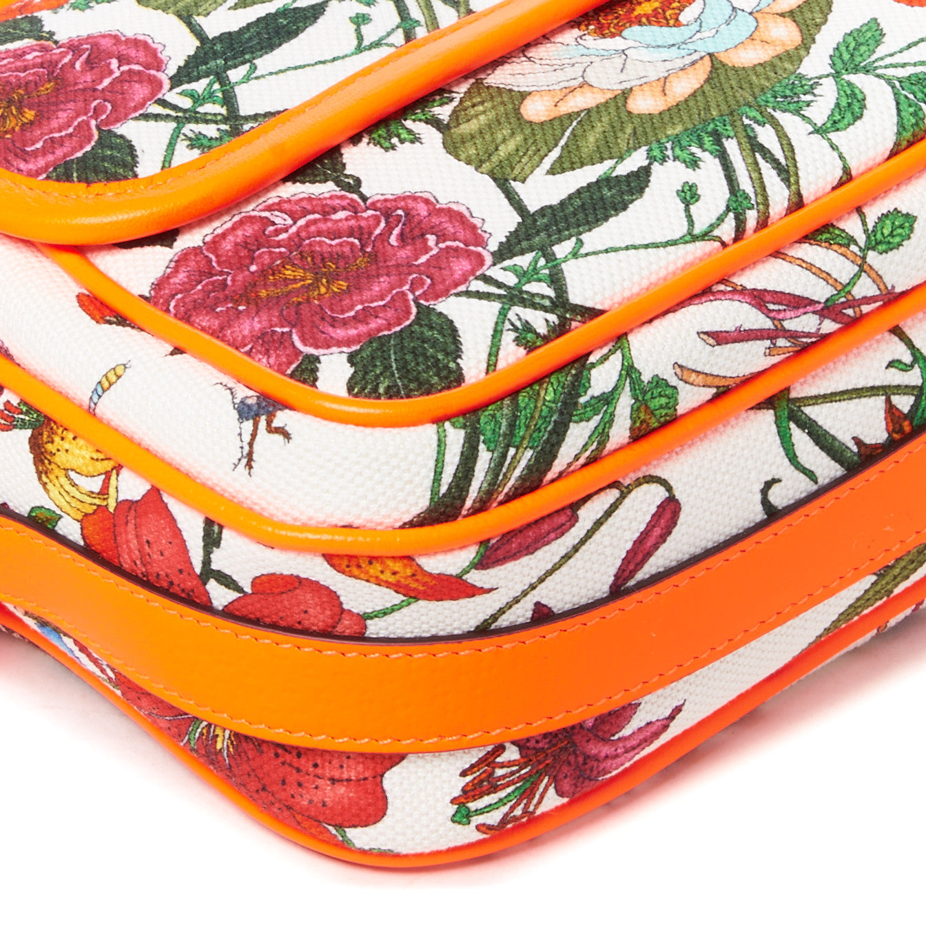 Gucci Canvas Flora Floral Shoulder Bag White Orange Fluo 6 of 8