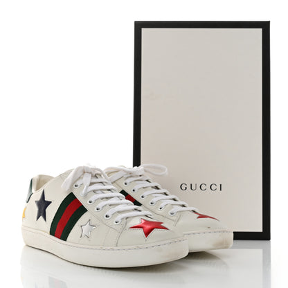 Gucci Calfskin Ayers Web Star Embroidered Womens Ace Sneakers 39.5 White Multi 9 of 9