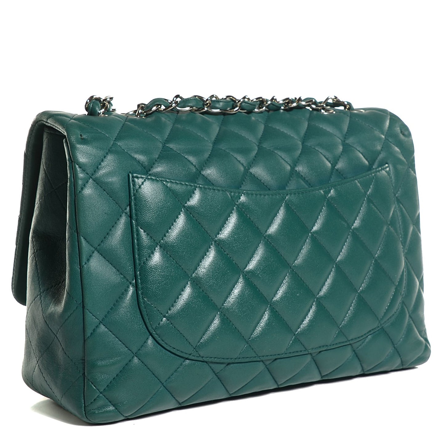 Lambskin Quilted Jumbo Double Flap Turquoise