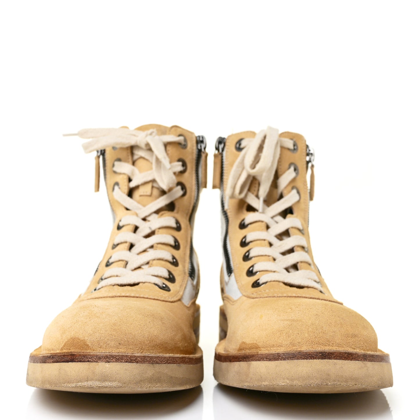 Toile Suede Calfskin CC Lace Up Short Boots 39 Light Beige