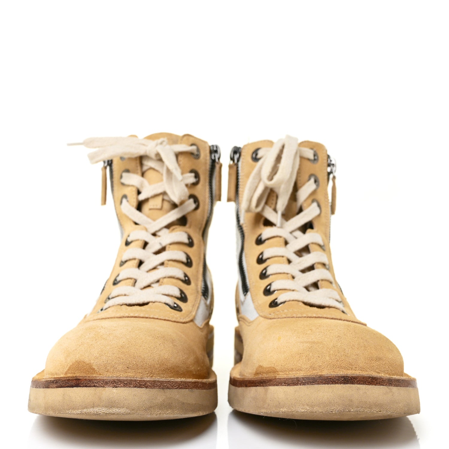 Chanel Toile Suede Calfskin CC Lace Up Short Boots 39 Light Beige 2 of 8