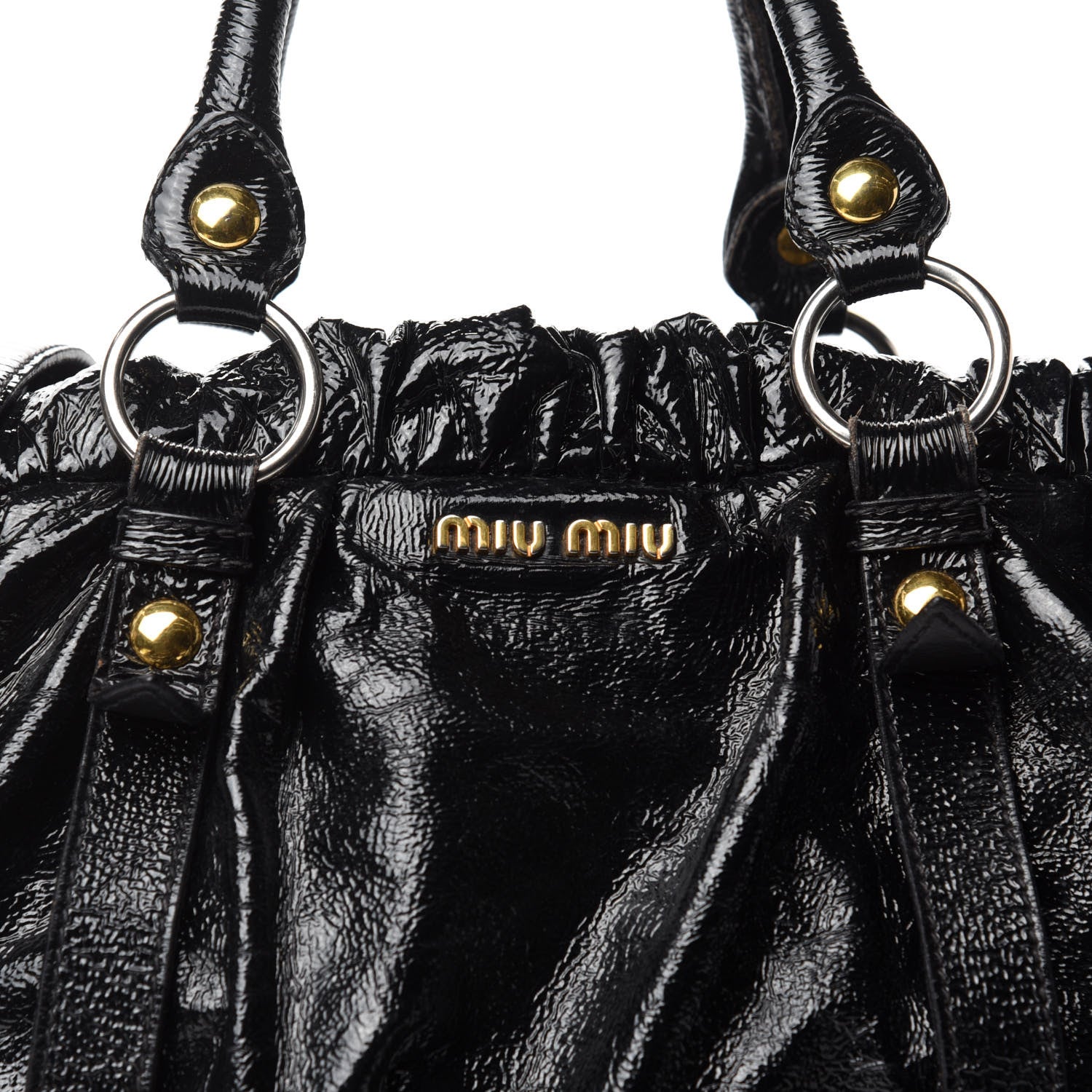 Miu Miu Vernice Gathered Tote Black 12 of 12