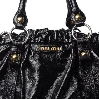 Miu Miu Vernice Gathered Tote Black 12 of 12