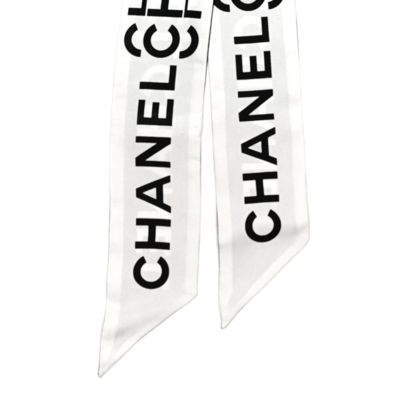 Silk Logo Slim Bandeau Scarf Black White