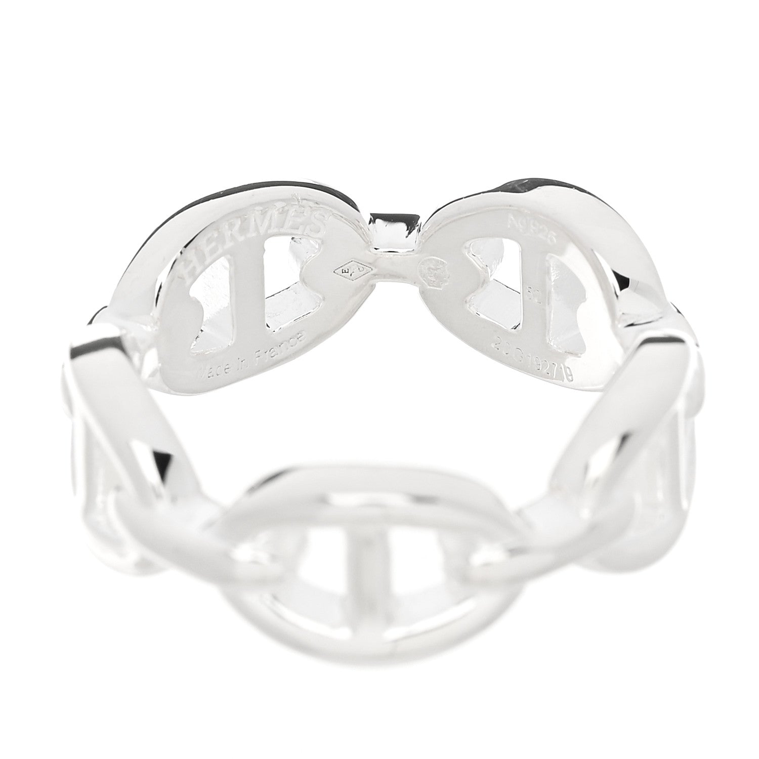 Hermes Sterling Silver PM Chaine d'Ancre Enchainee Band Ring 52 6 4 of 5