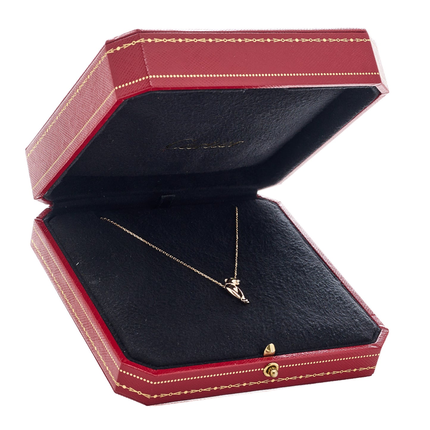 18K Pink Gold Tsavorite Black Lacquer Panthère De Cartier Pendant Necklace