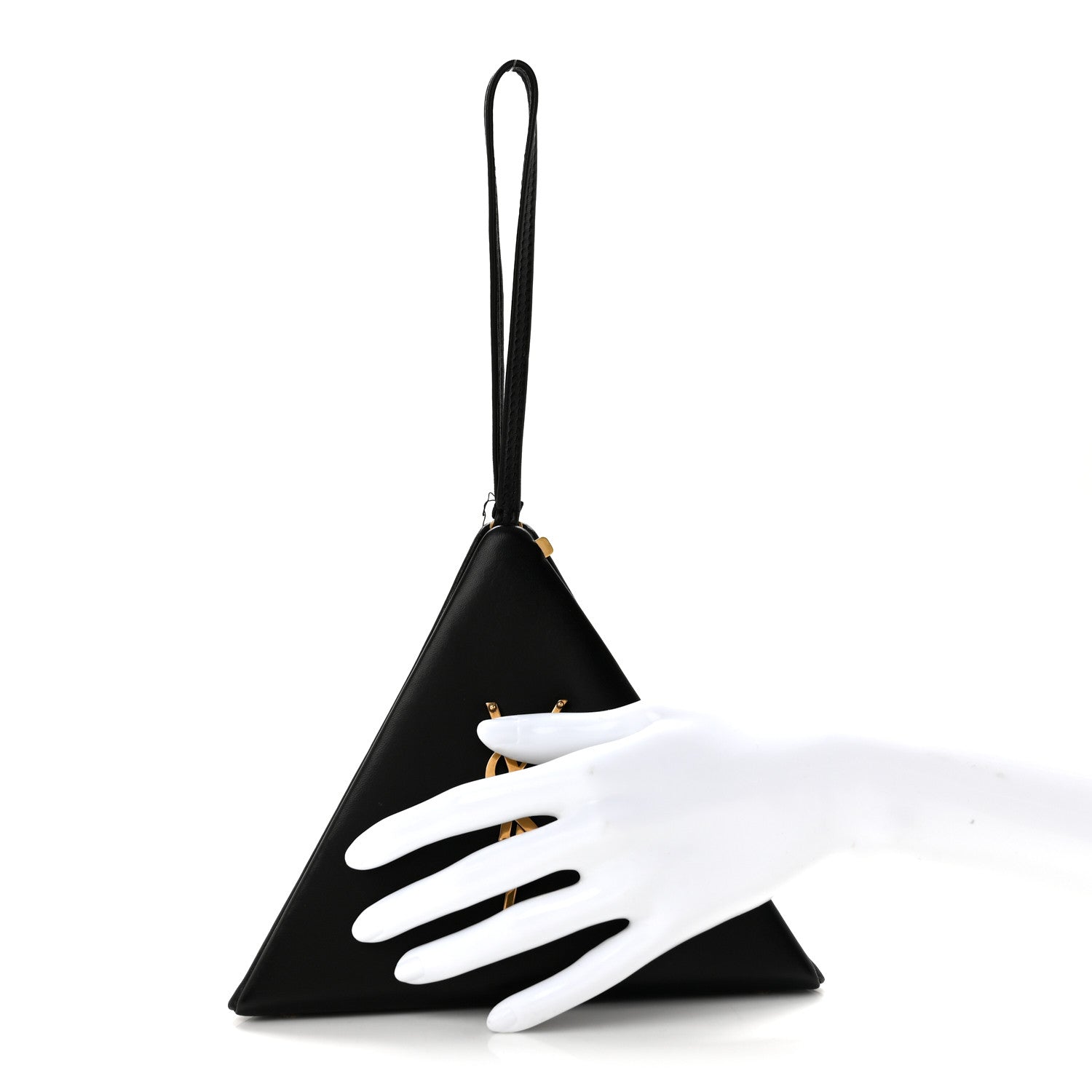 Saint Laurent Lambskin Pyramid Clutch Black 2 of 10