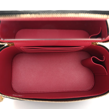 Chanel Lambskin Quilted Sweet Camellia Small Vanity Case With Chain Black 5 of 11