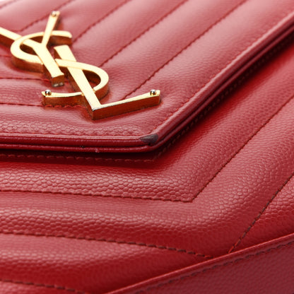 Saint Laurent Grain De Poudre Matelasse Chevron Monogram Chain Wallet Red 5 of 5
