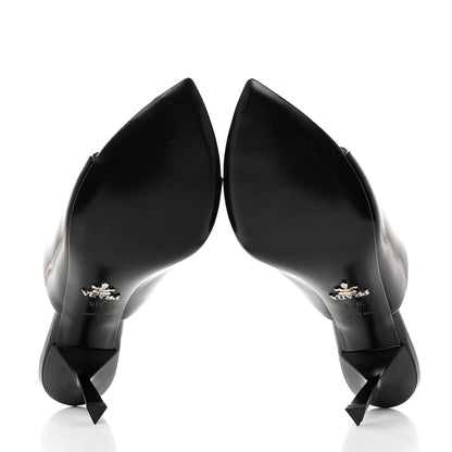 Prada Spazzolato Metal Triangle Logo 75mm Slide Sandals 36.5 Black 5 of 9