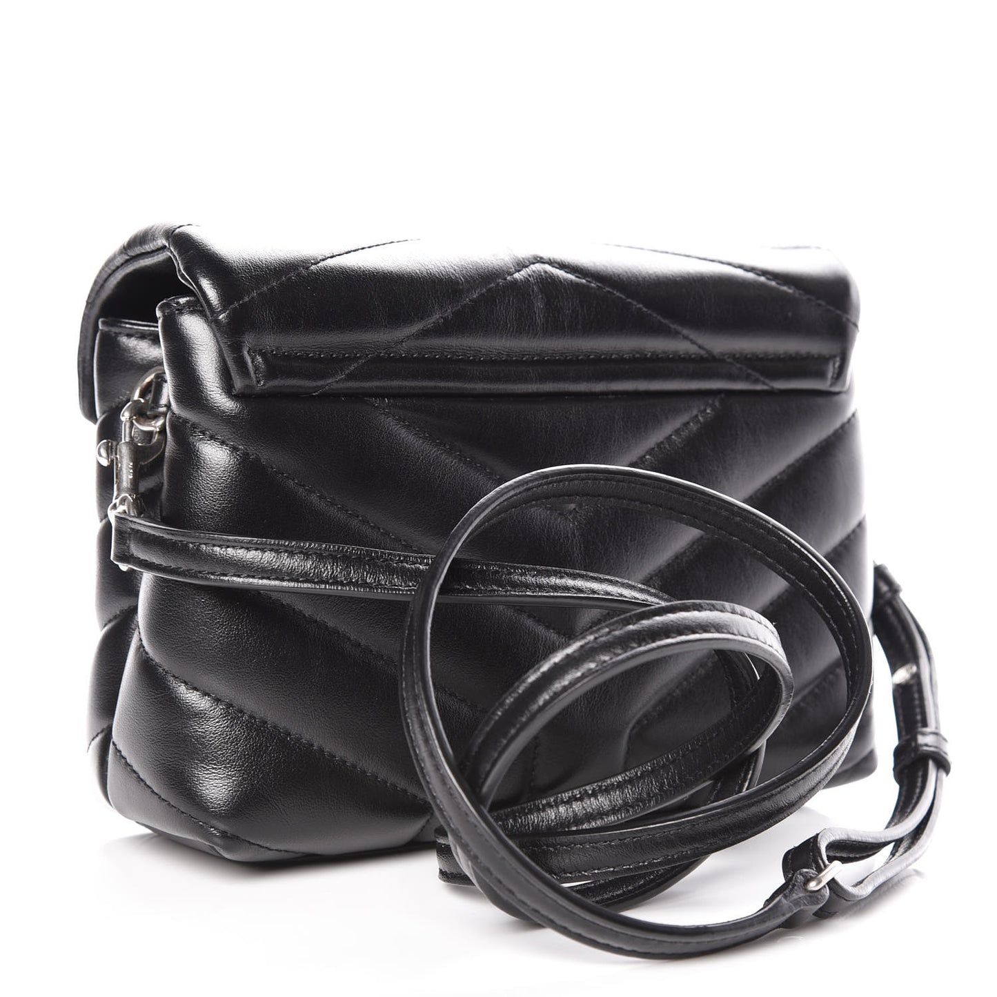 Calfskin Y Quilted Monogram Toy Loulou Crossbody Bag Black