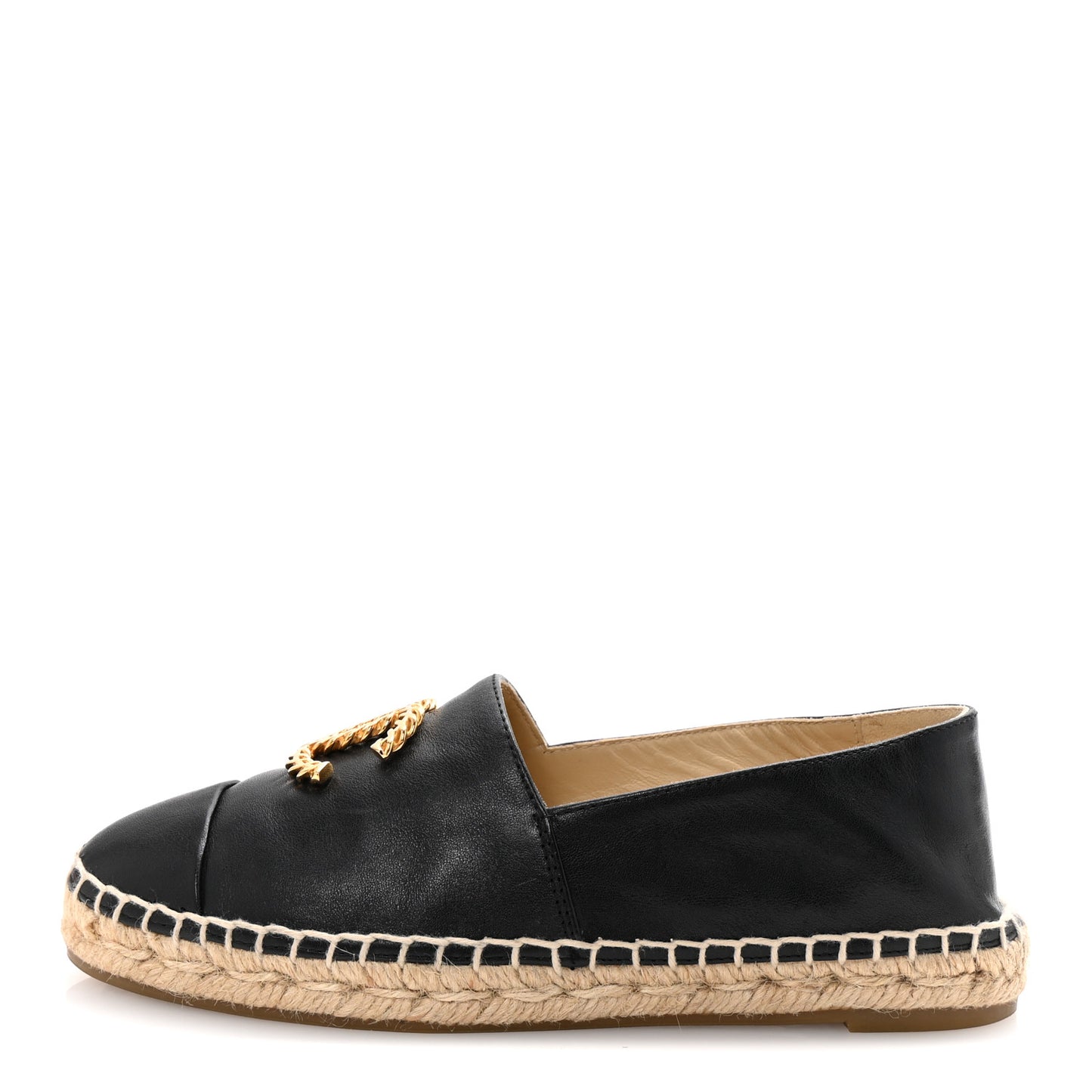 Calfskin Chain CC Espadrilles 35 Black