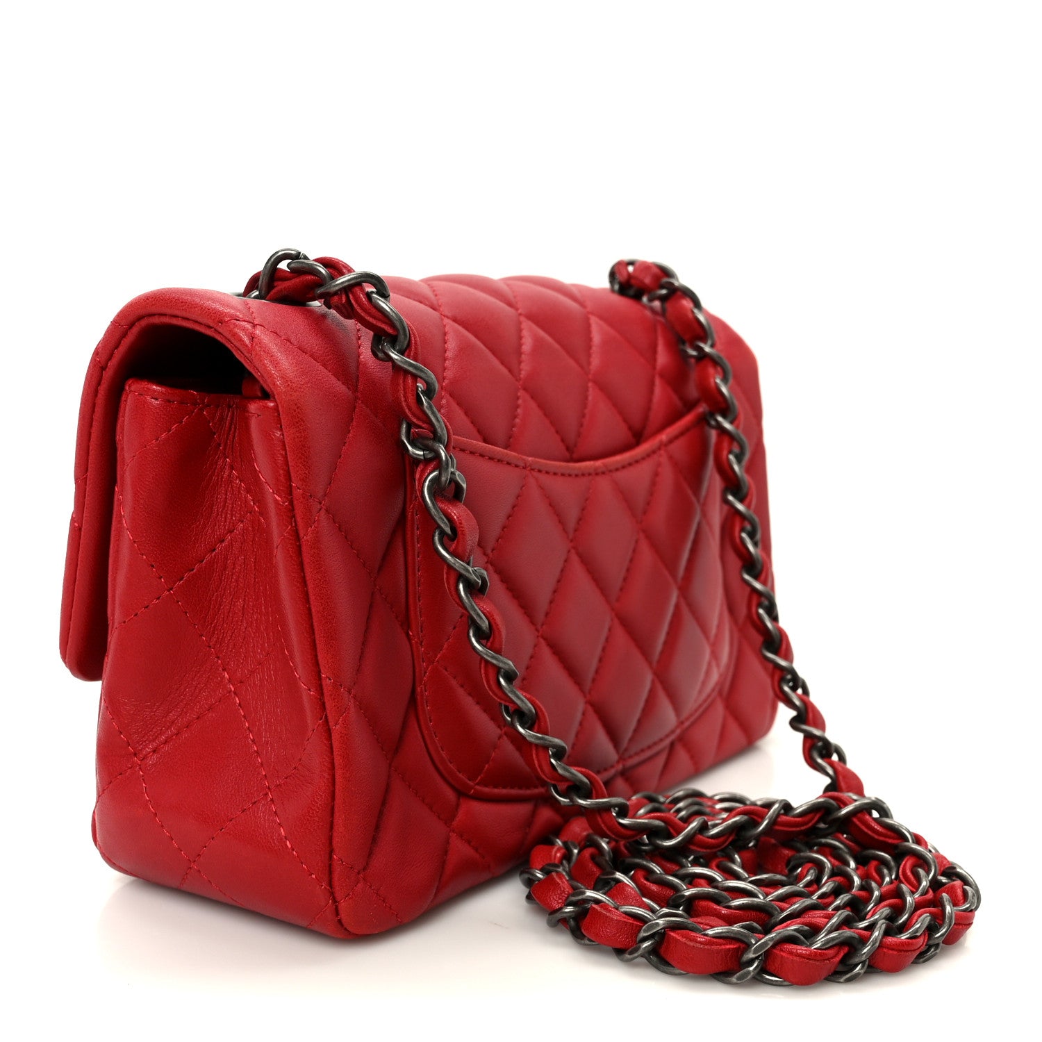 Chanel Lambskin Quilted Mini Rectangular Flap Red 3 of 11