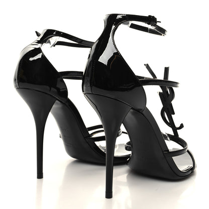 Saint Laurent Patent Cassandra 100 Ankle Strap Sandals 39.5 Black 4 of 9