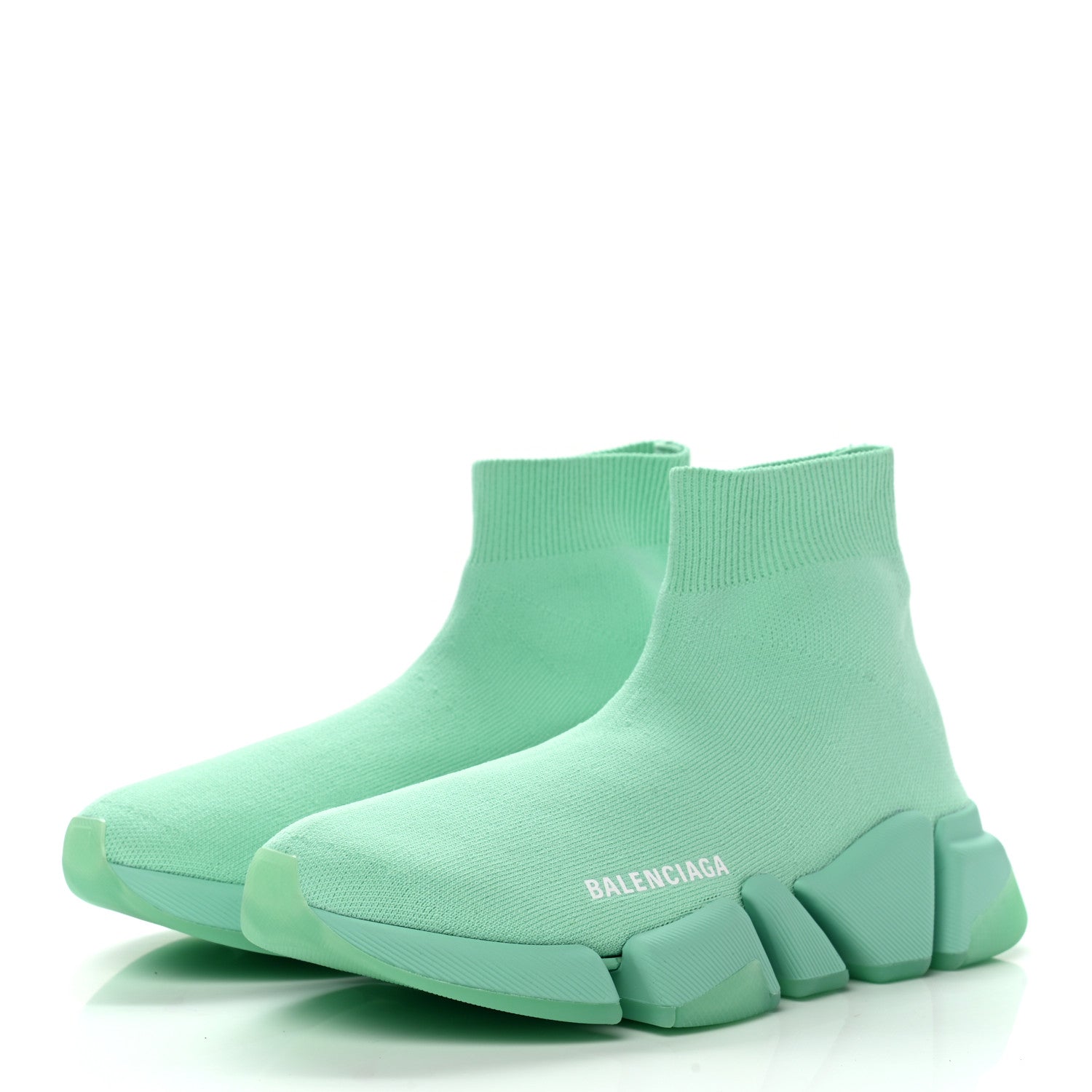Balenciaga Technical 3D Recycled Knit Womens Speed 2.0 Transparent Sole Sneakers 37 Mint 3 of 9