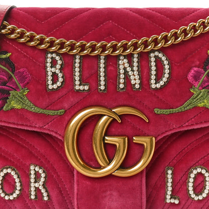 Gucci Velvet Matelasse Blind for Love Embroidered Medium GG Marmont Shoulder Bag Light Raspberry Rose Multicolor 8 of 11