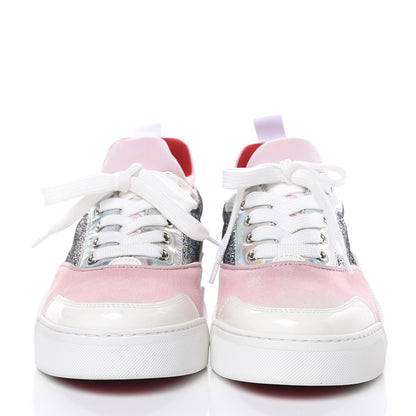 Christian Louboutin Metallic Calfskin Womens Aurelien Flat Sneakers Silver 36 Pink 2 of 8