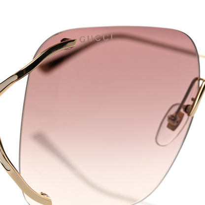 Gucci Metal Oversized Sunglasses GG0646S Gold Brown 8 of 9