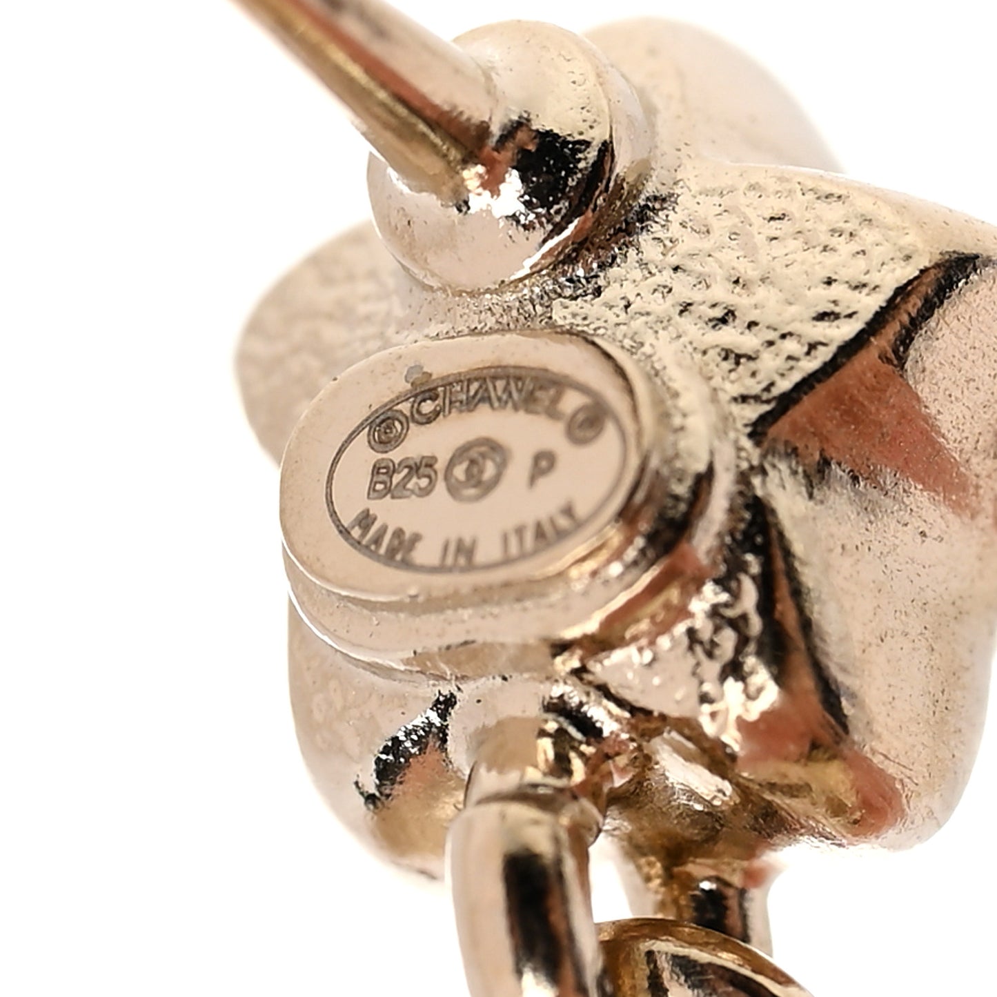 Metal Crystal CC Star Drop Earrings Gold Pink