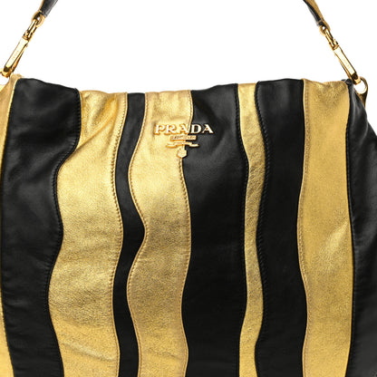 Prada Nappa Mordore Stripes Shoulder Bag Black Oro 8 of 11