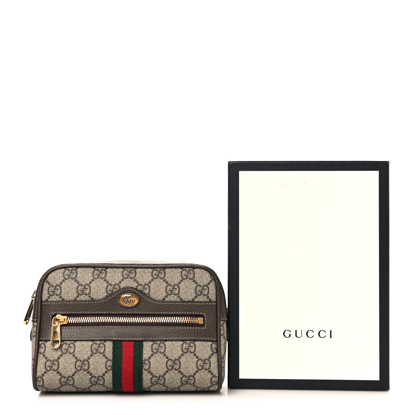 GG Supreme Monogram Web Small Ophidia Belt Bag 75 30 Dark Brown