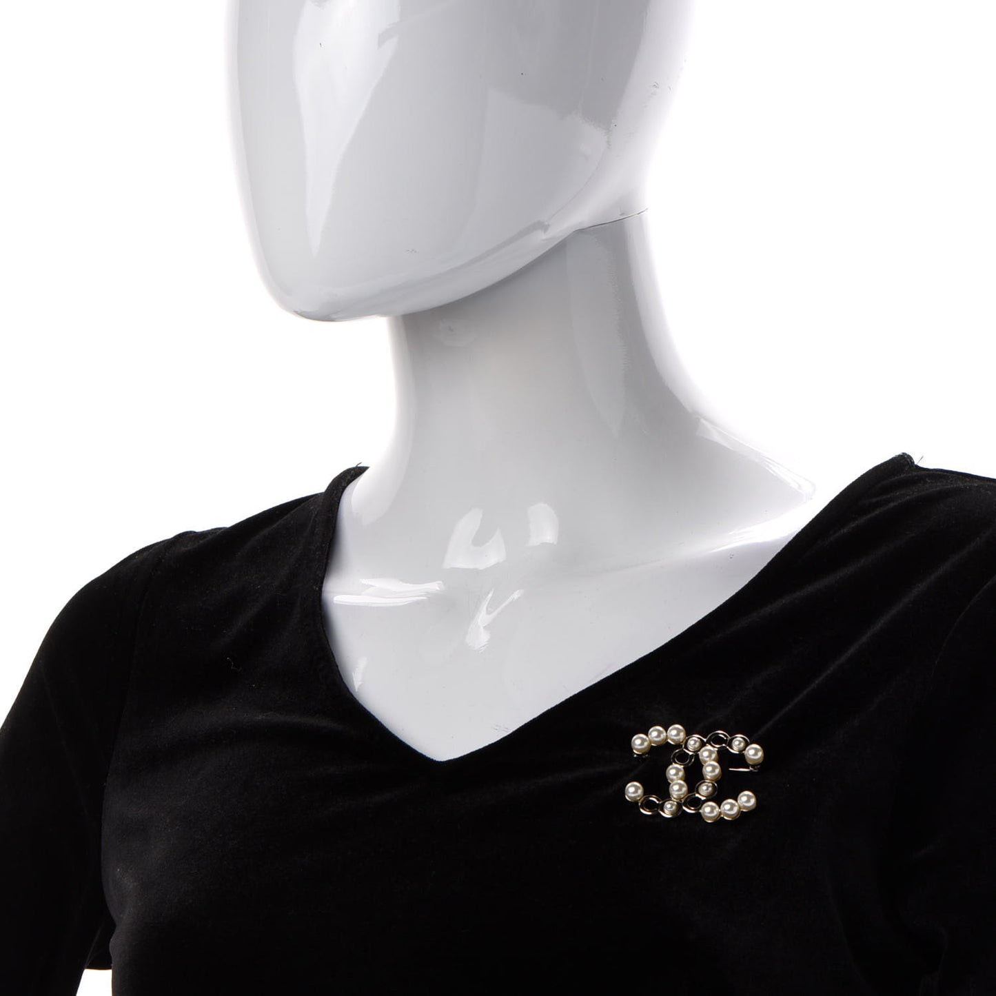 Pearl Coco CC Brooch Gold