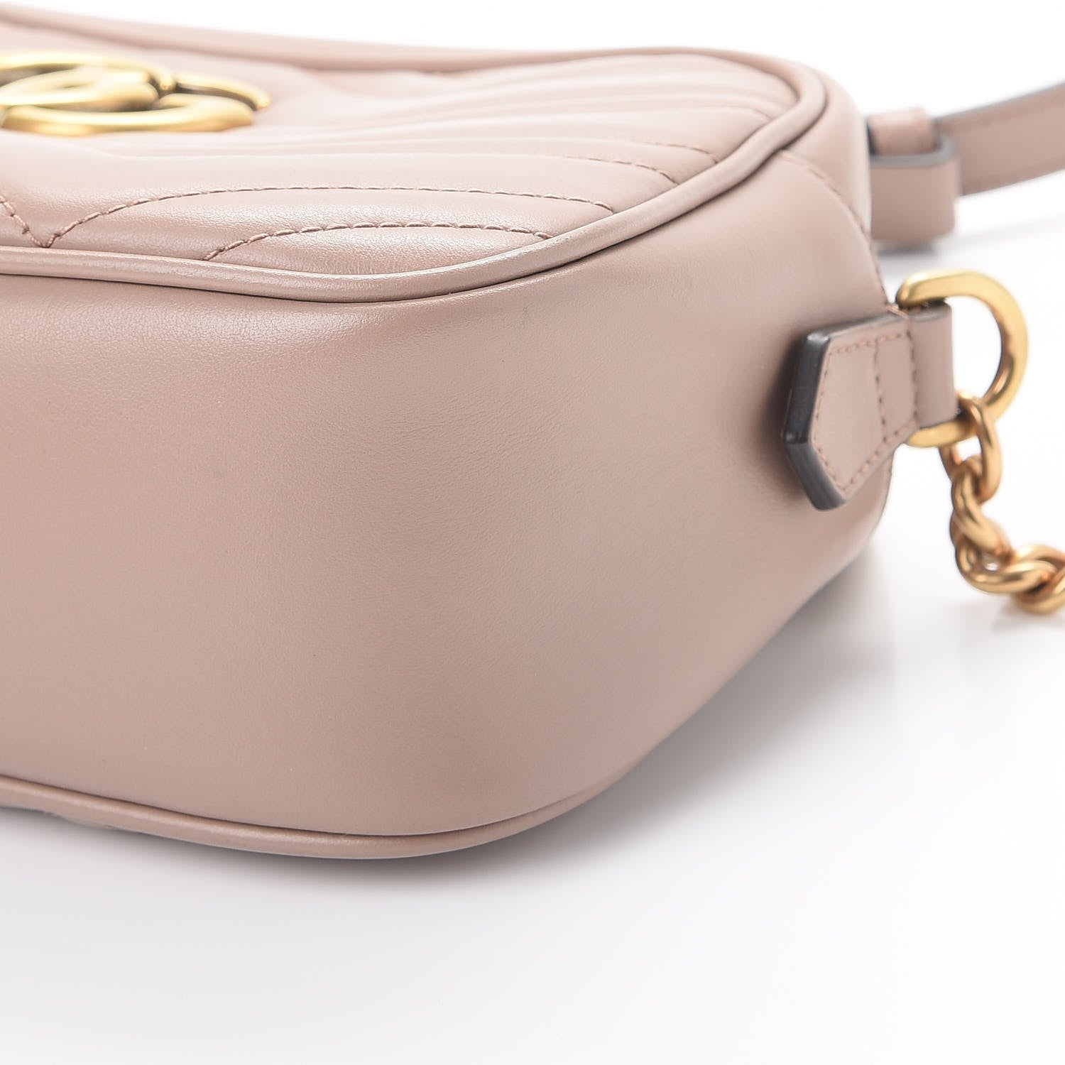 Gucci Calfskin Matelasse Small GG Marmont Chain Shoulder Bag Taupe 11 of 11