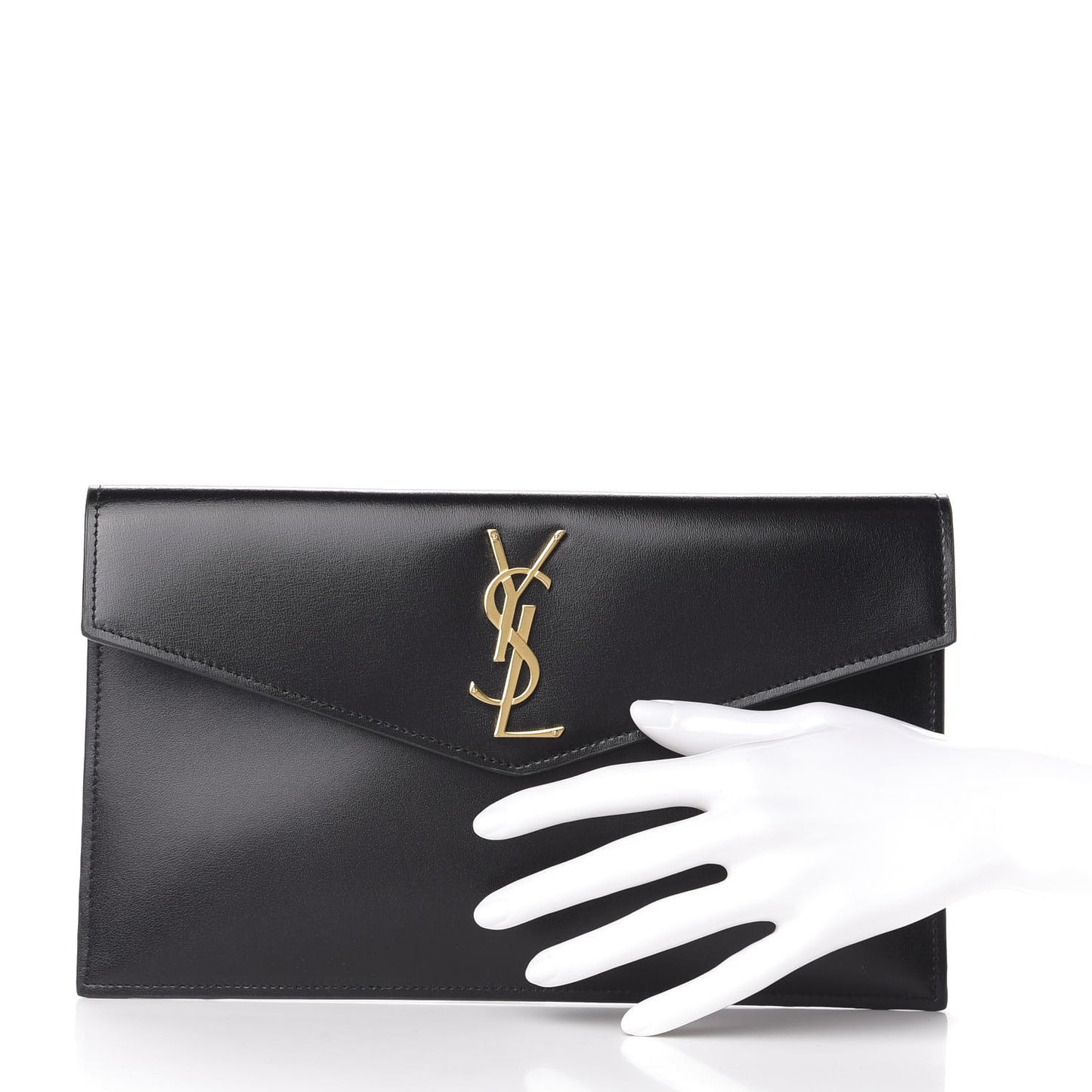 Smooth Shiny Calfskin Monogram Uptown Pouch Black