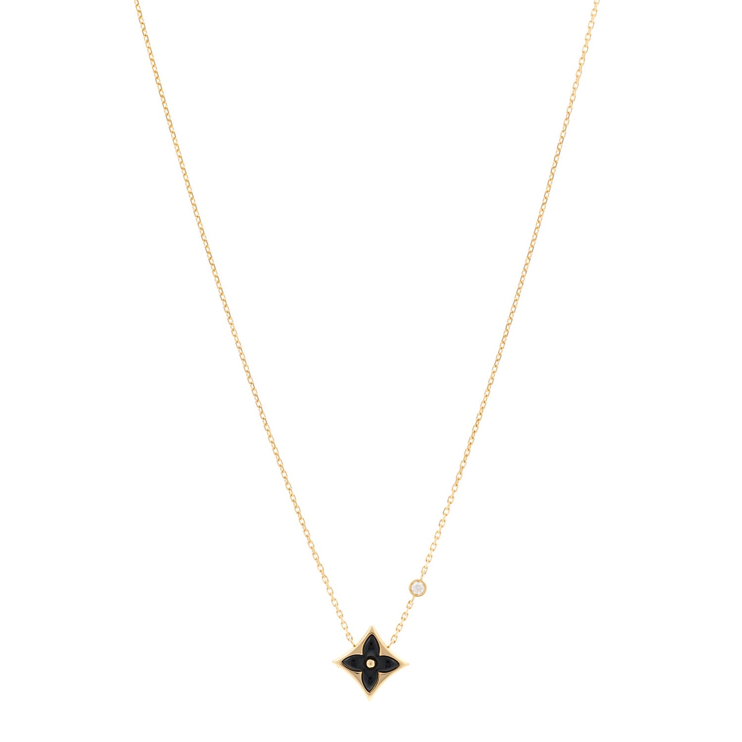 Louis Vuitton 18K Yellow Gold Diamond Black Onyx Color Blossom BB Star Pendant Necklace 1 of 5