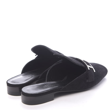 Hermes Velvet Goatskin Beauty Mules 37 Black 4 of 8