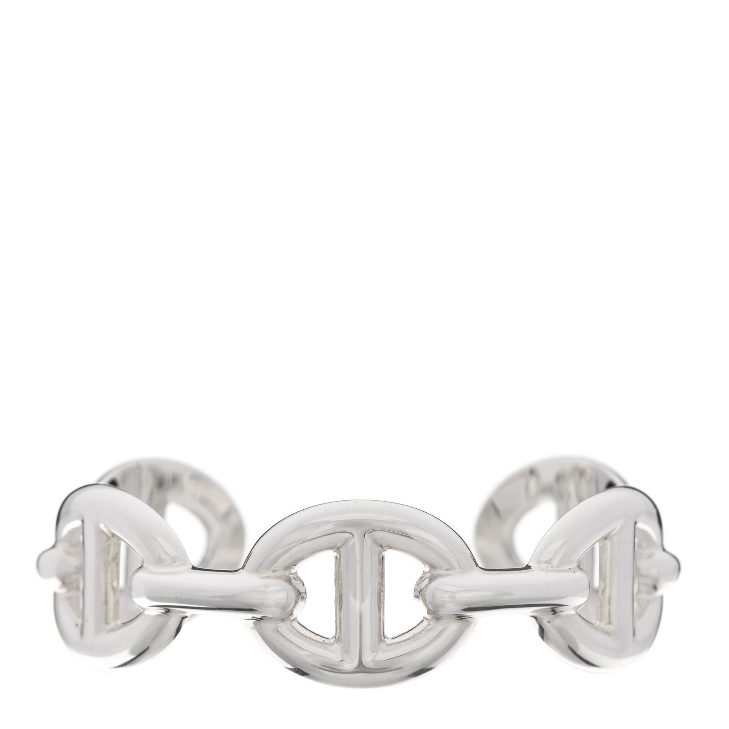 Hermes Sterling Silver GM Chaine d'Ancre Enchainee Large Cuff Bracelet ST 1 of 5