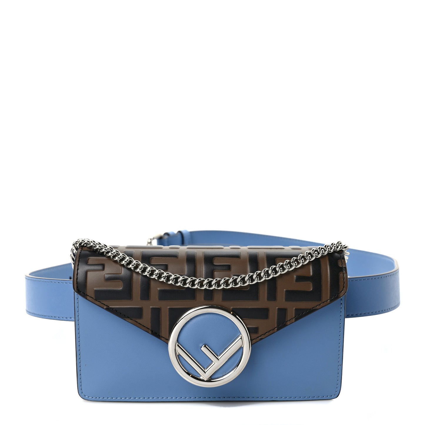 Vitello Liberty F is Fendi Bi-Color FF 1974 Embossed Envelope Belt Bag Maya Black Nebula