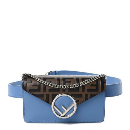 Fendi Vitello Liberty F is Fendi Bi-Color FF 1974 Embossed Envelope Belt Bag Maya Black Nebula 1 of 9