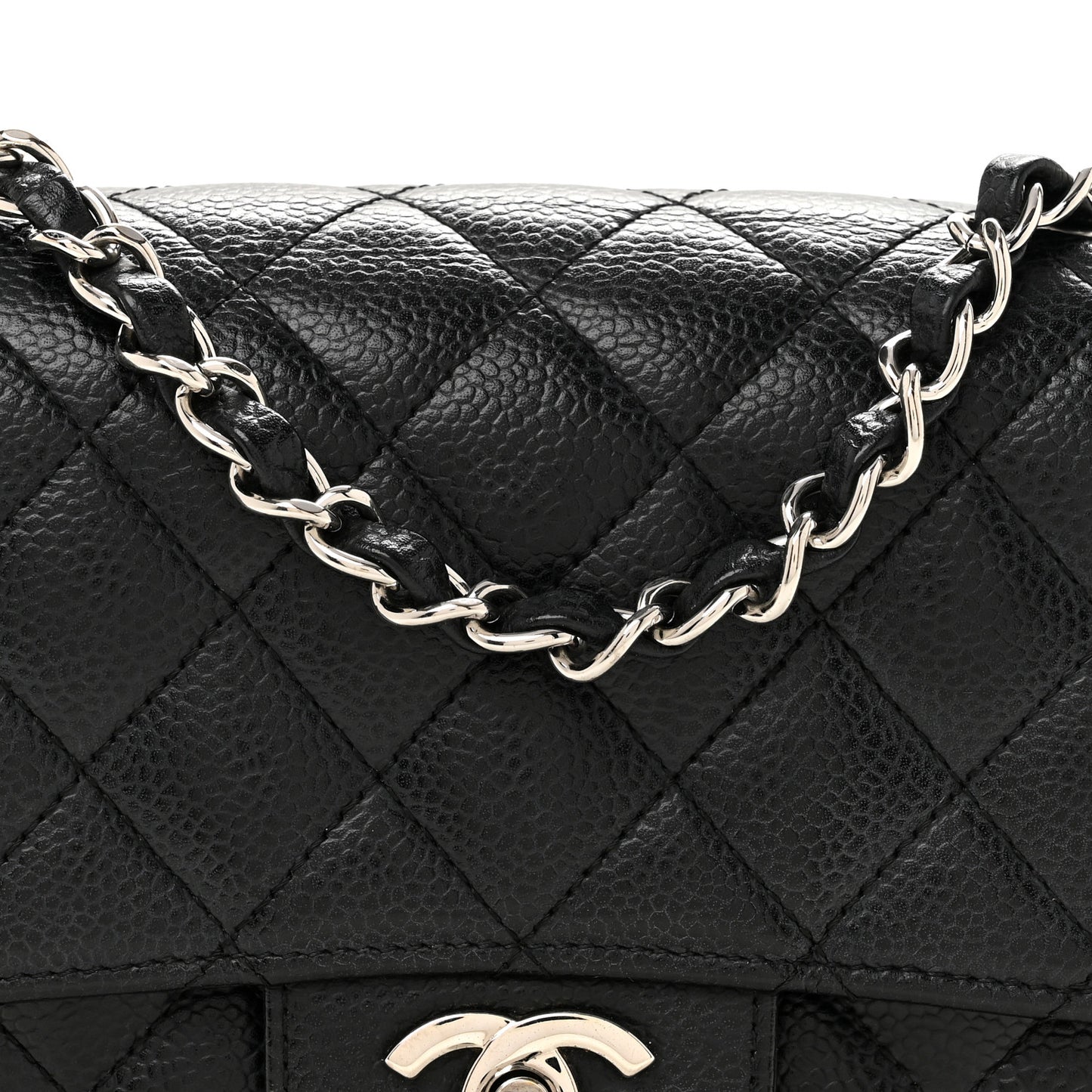 Caviar Quilted Mini Square Flap Black
