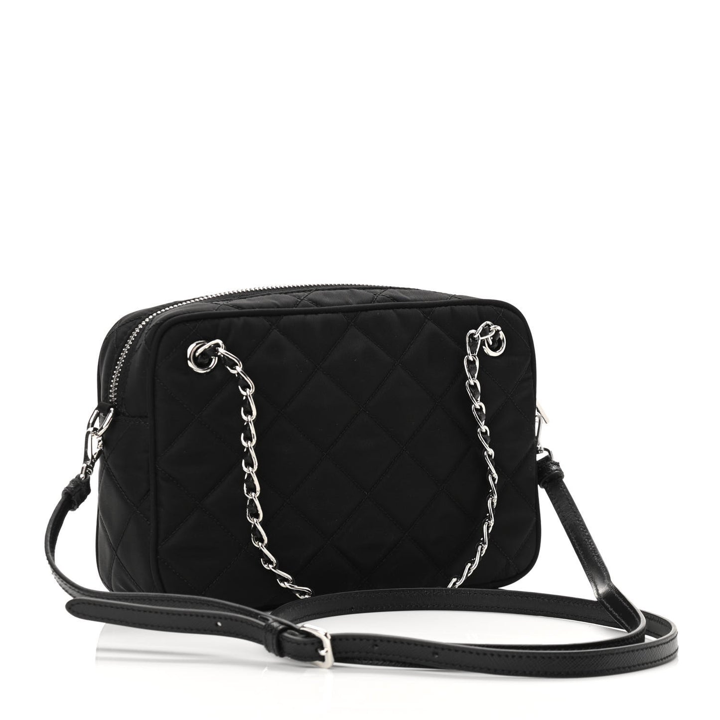 Nylon Tessuto Impuntu Quilted Bandoliera Crossbody Bag Black