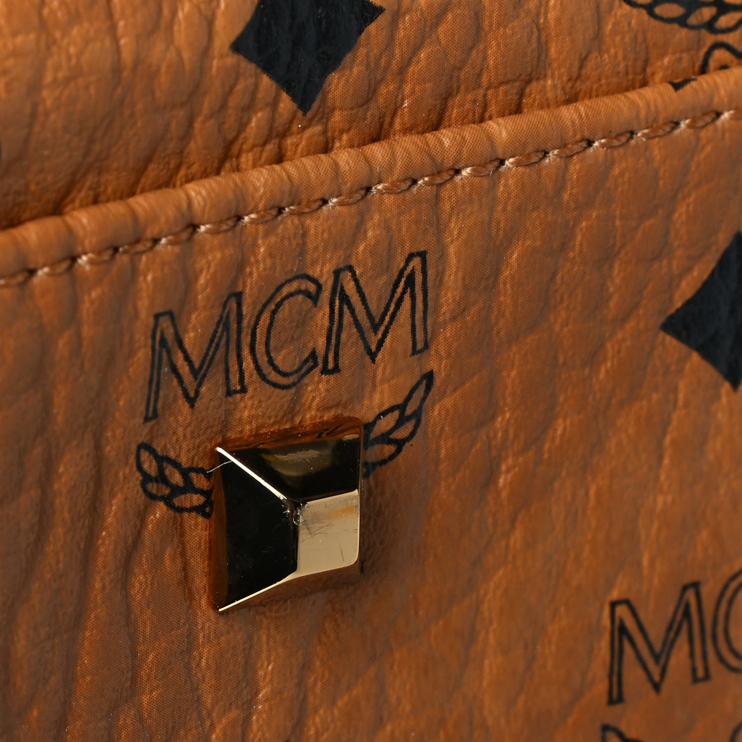MCM Visetos Medium Traveler Weekender Duffle Bag Cognac 7 of 7