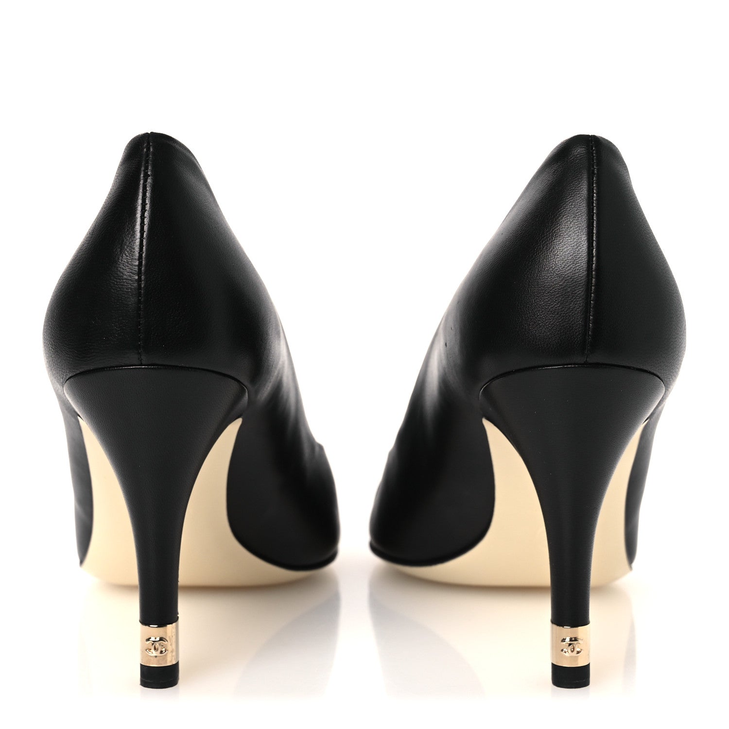 Chanel Lambskin Cap Toe CC Pumps 38 Black 6 of 11