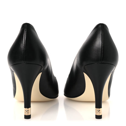 Chanel Lambskin Cap Toe CC Pumps 38 Black 6 of 11