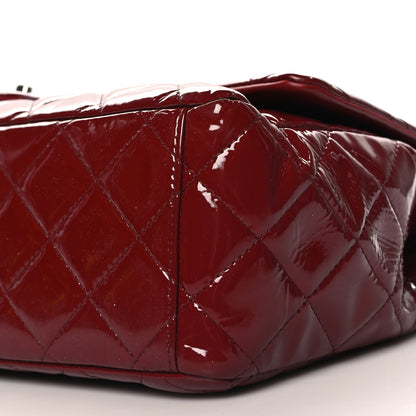Chanel Patent Quilted Maxi Double Flap Dark Red 9 of 10