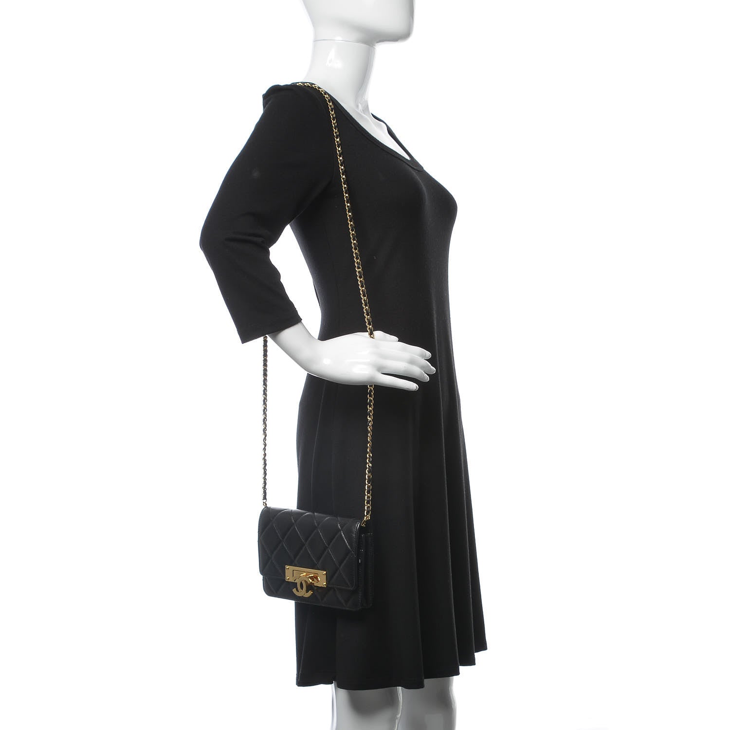 Chanel Lambskin Quilted Golden Class Wallet on Chain WOC Black 3 of 10