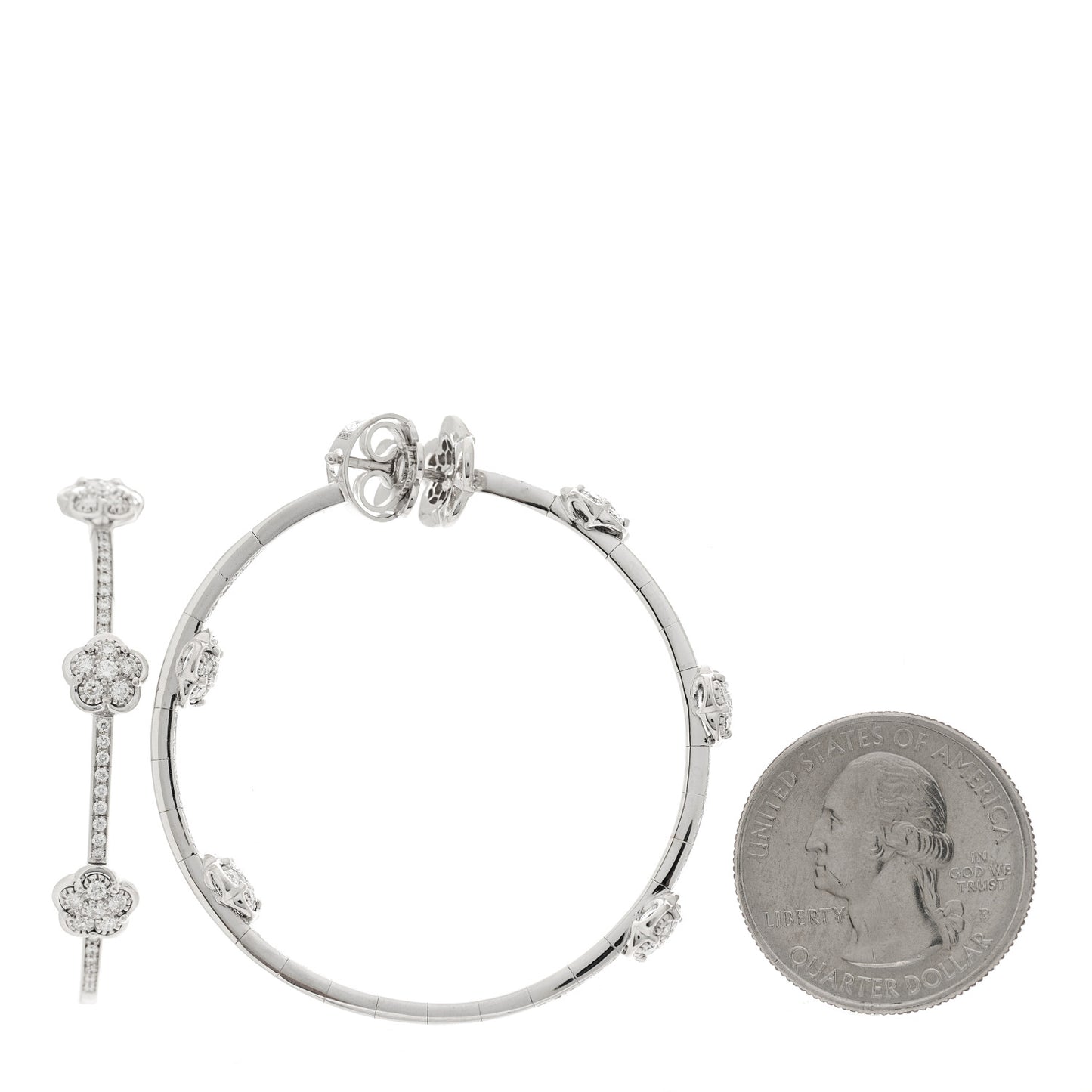 18K White Gold Diamond Figlia Dei Fiori Hoop Earrings