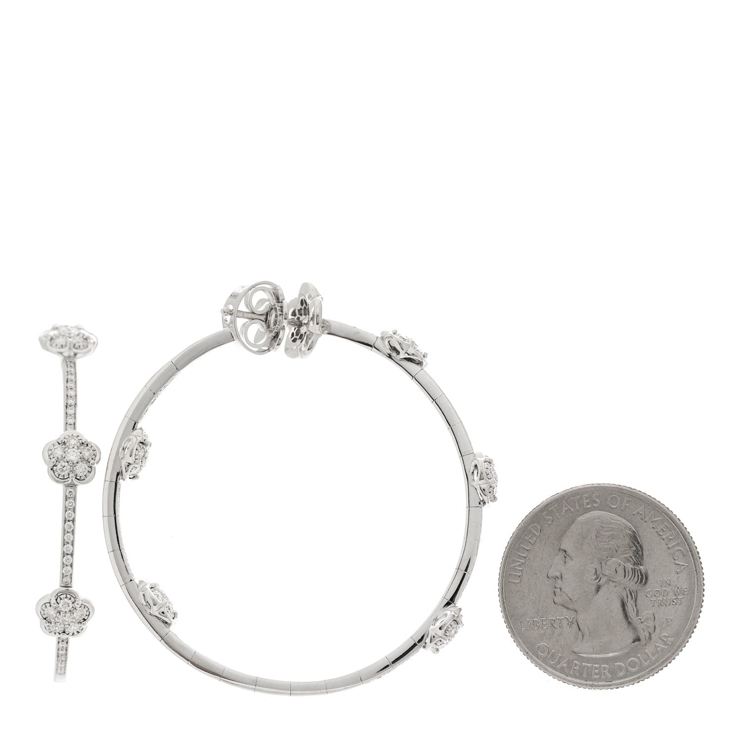 Pasquale Bruni 18K White Gold Diamond Figlia Dei Fiori Hoop Earrings 2 of 5