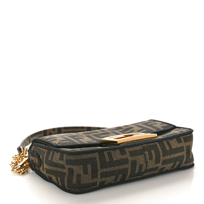 Fendi Fabric Jacquard FF 1974 Mini Baguette Tobacco Moro Black 4 of 10