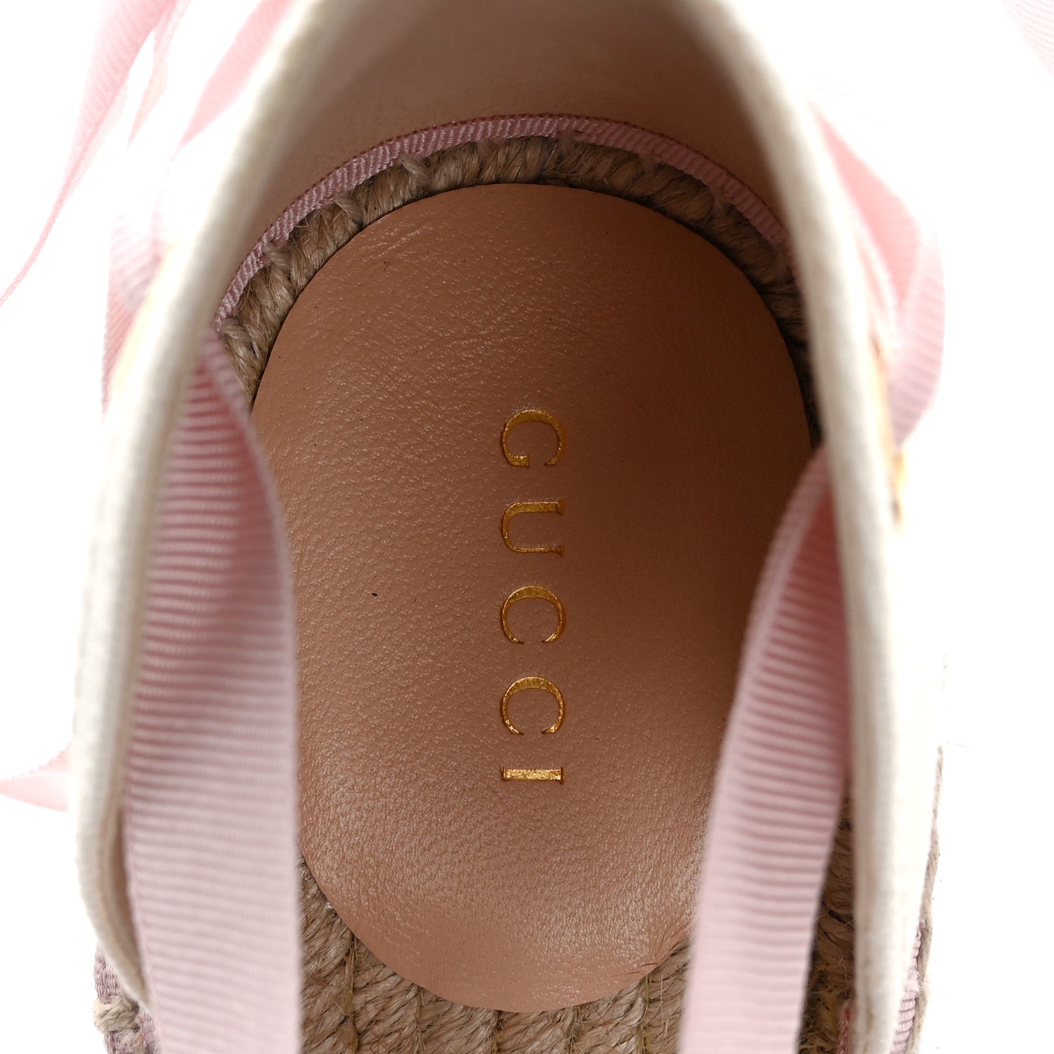 Gucci Canvas Grossgrain Embroidered Judit Ankle Wrap Platform 35/120mm Espadrille Wedges 40.5 White Shell 7 of 10