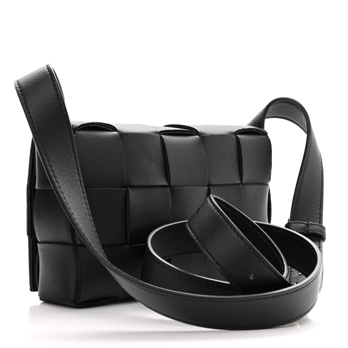 Lambskin Maxi Intrecciato Cassette Crossbody Bag Black